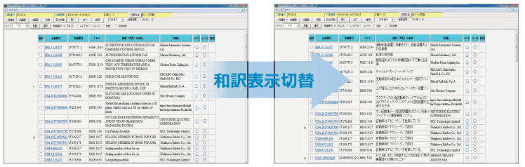 海外特許　結果一覧表示