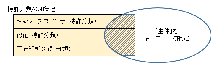 特定内容の異なる特許分類同士の和