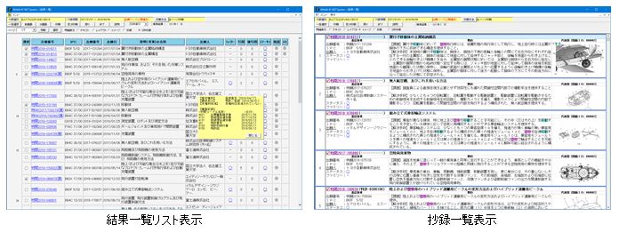 2種類の結果一覧表示